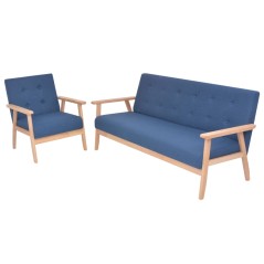 vidaXL Set di Divani 2 pz in Tessuto Blu