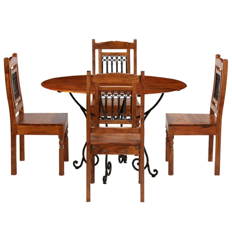 vidaXL Set da Pranzo 5 pz in Legno Massello di Acacia vidaXL Set da Pranzo 5 pz in Legno Massello di Acacia