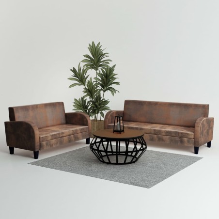 vidaXL Set Divani 2 pz in Camoscio Artificiale Marrone