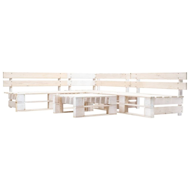 vidaXL Set Divani da Giardino su Pallet 4 pz in Legno Bianco vidaXL Set Divani da Giardino su Pallet 4 pz in Legno Bianco
