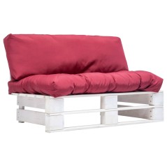 vidaXL Divano da Giardino a Pallet con Cuscini Rossi in Legno di Pino