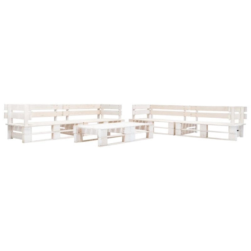 vidaXL Set Divani da Giardino su Pallet 6 pz in Legno Bianco vidaXL Set Divani da Giardino su Pallet 6 pz in Legno Bianco