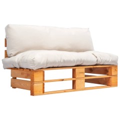 vidaXL Divano da Giardino a Pallet con Cuscini Sabbia in Legno di Pino