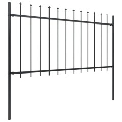 vidaXL Recinzione da Giardino Punta a Lancia 10,2x1 m Acciaio Nero
