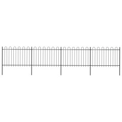 vidaXL Recinzione da Giardino con Punta Tonda in Acciaio 6,8x1,2m Nera