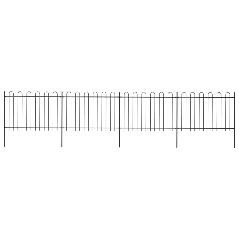 vidaXL Recinzione da Giardino con Punta Tonda in Acciaio 6,8x1,2m Nera