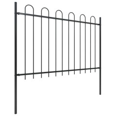 vidaXL Recinzione da Giardino con Punta Tonda in Acciaio 6,8x1,2m Nera