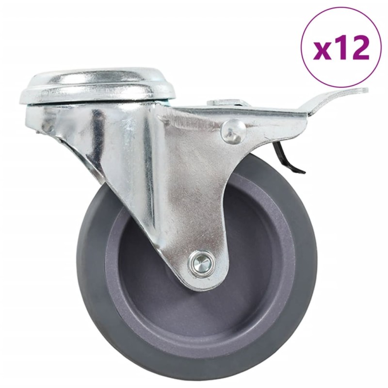 vidaXL Ruote Girevoli con Foro per Bulloni 12 pz 75 mm
