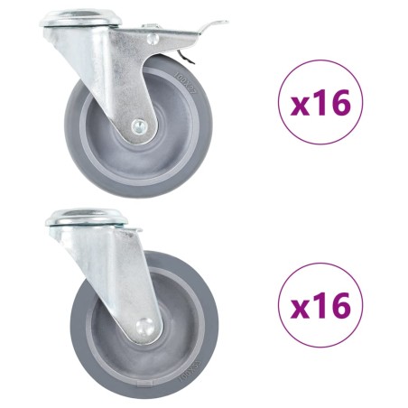 vidaXL Ruote Girevoli con Foro per Bullone 32 pz 100 mm
