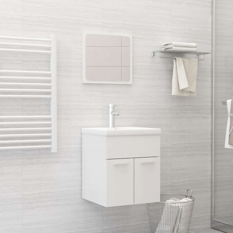 vidaXL Set Mobili da Bagno 2 pz Bianco Lucido in Legno Multistrato vidaXL Set Mobili da Bagno 2 pz Bianco Lucido in Legno Multistrato