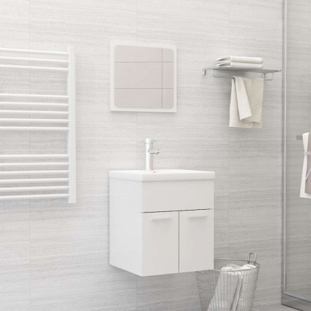 vidaXL Set Mobili da Bagno 2 pz Bianco Lucido in Legno Multistrato