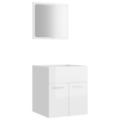 vidaXL Set Mobili da Bagno 2 pz Bianco Lucido in Legno Multistrato