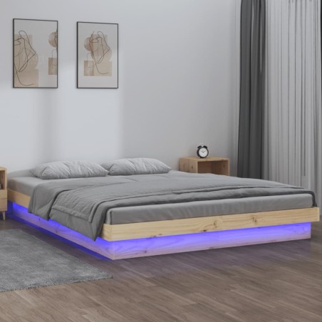 vidaXL Giroletto con LED 135x190 cm Double in Legno Massello