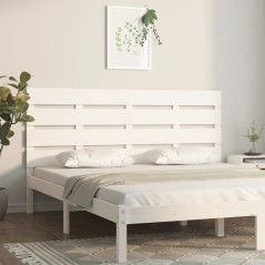 vidaXL Testiera per Letto Bianca 120x3x80 cm in Legno Massello di Pino