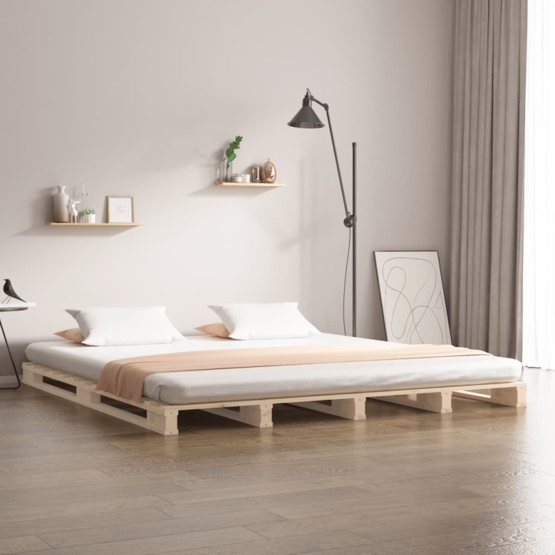 vidaXL Letto a Pallet 140x200 cm in Legno Massello di Pino vidaXL Letto a Pallet 140x200 cm in Legno Massello di Pino