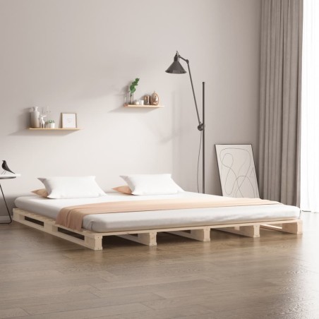 vidaXL Letto a Pallet 140x200 cm in Legno Massello di Pino