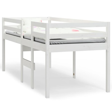 vidaXL Letto a Soppalco Bianco 75x190 cm in Legno Massello di Pino