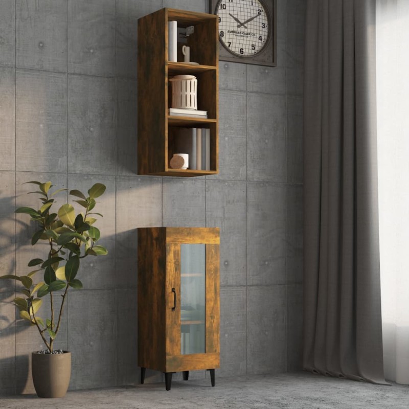 Armadietto a Muro Rovere Fumo 34,5x32,5x90 cm Legno Multistrato