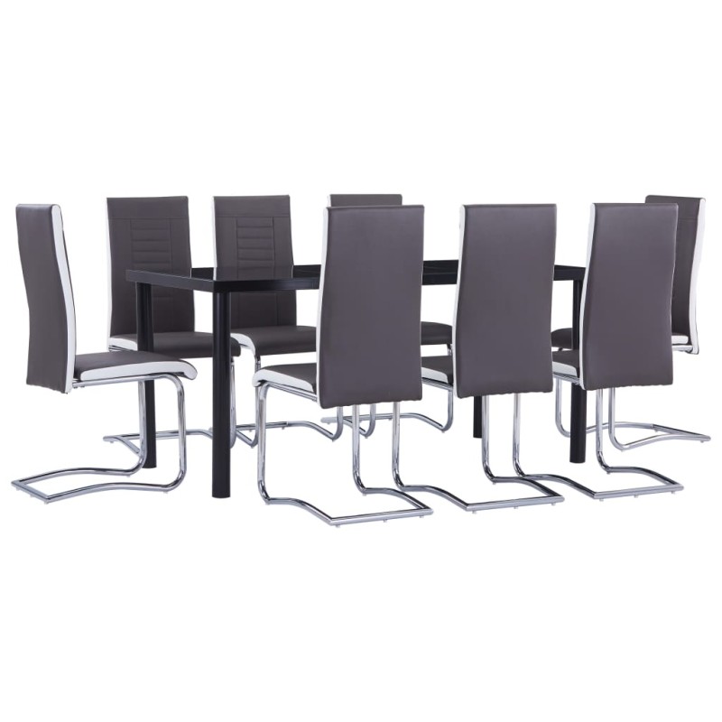 vidaXL Set Sala da Pranzo 9 pz in Similpelle Grigio vidaXL Set Sala da Pranzo 9 pz in Similpelle Grigio