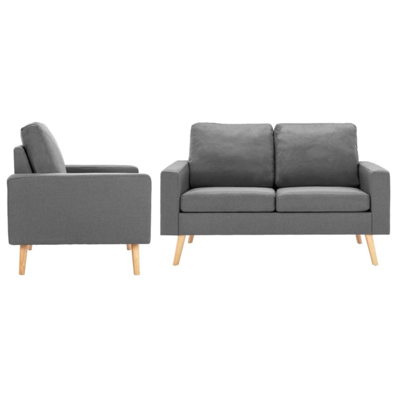 vidaXL Set di Divani 2 pz in Tessuto Grigio Chiaro vidaXL Set di Divani 2 pz in Tessuto Grigio Chiaro