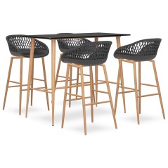 vidaXL Set da Bar 5 pz Nero e Grigio