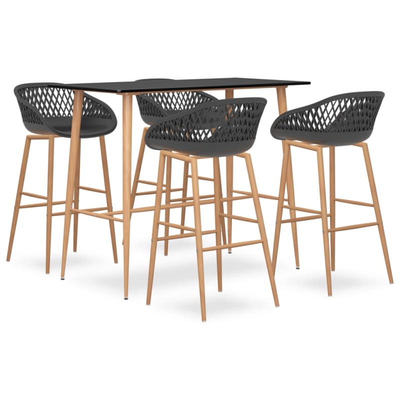 vidaXL Set da Bar 5 pz Nero e Grigio vidaXL Set da Bar 5 pz Nero e Grigio