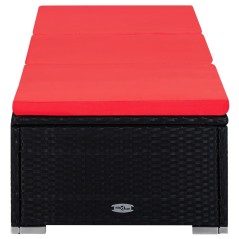 vidaXL Lettini Prendisole con Tavolino 3 pz in Polyrattan Nero