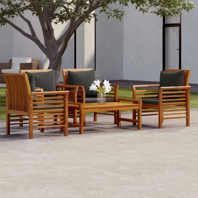 vidaXL Set Salotto da Giardino 5 pz con Cuscini Legno Massello Acacia
