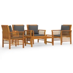 vidaXL Set Salotto da Giardino 5 pz con Cuscini Legno Massello Acacia