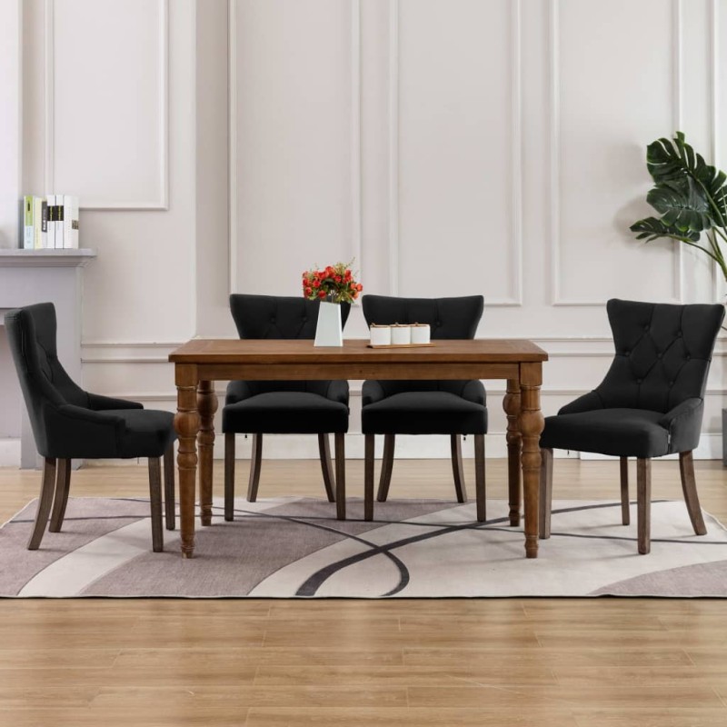 vidaXL Sedie da Pranzo 4 pz Nere in Tessuto vidaXL Sedie da Pranzo 4 pz Nere in Tessuto