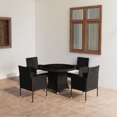 vidaXL Set Mobili da Pranzo per Giardino 5 pz in Polyrattan Nero