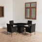 vidaXL Set Mobili da Pranzo per Giardino 5 pz in Polyrattan Nero vidaXL Set Mobili da Pranzo per Giardino 5 pz in Polyrattan Nero