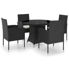 vidaXL Set Mobili da Pranzo per Giardino 5 pz in Polyrattan Nero