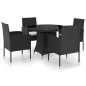 vidaXL Set Mobili da Pranzo per Giardino 5 pz in Polyrattan Nero vidaXL Set Mobili da Pranzo per Giardino 5 pz in Polyrattan Nero