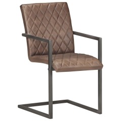 vidaXL Sedie da Pranzo a Sbalzo 4 pz Marroni in Vera Pelle