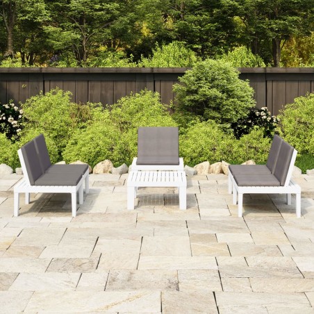 vidaXL Set Divani da Giardino con Cuscini 4 pz in Plastica Bianco
