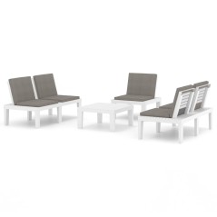 vidaXL Set Divani da Giardino con Cuscini 4 pz in Plastica Bianco