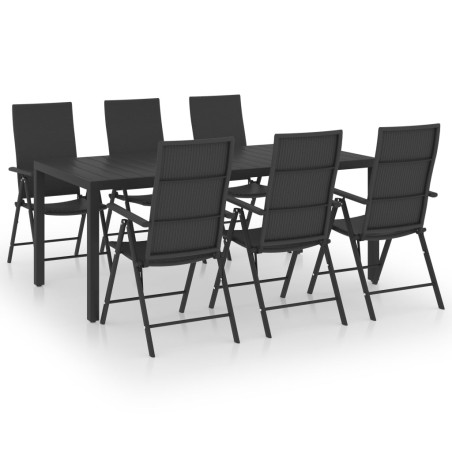 vidaXL Set da Pranzo da Giardino 7 pz Nero 