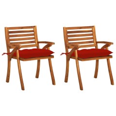 vidaXL Sedie da Pranzo da Giardino con Cuscini 2 pz Massello di Acacia