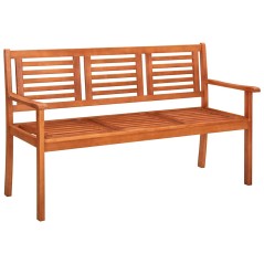 vidaXL Panchina da Giardino 3 Posti e Cuscino 150cm Massello Eucalipto