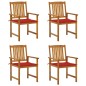 vidaXL Sedie da Giardino con Cuscini 4 pz in Massello di Acacia vidaXL Sedie da Giardino con Cuscini 4 pz in Massello di Acacia