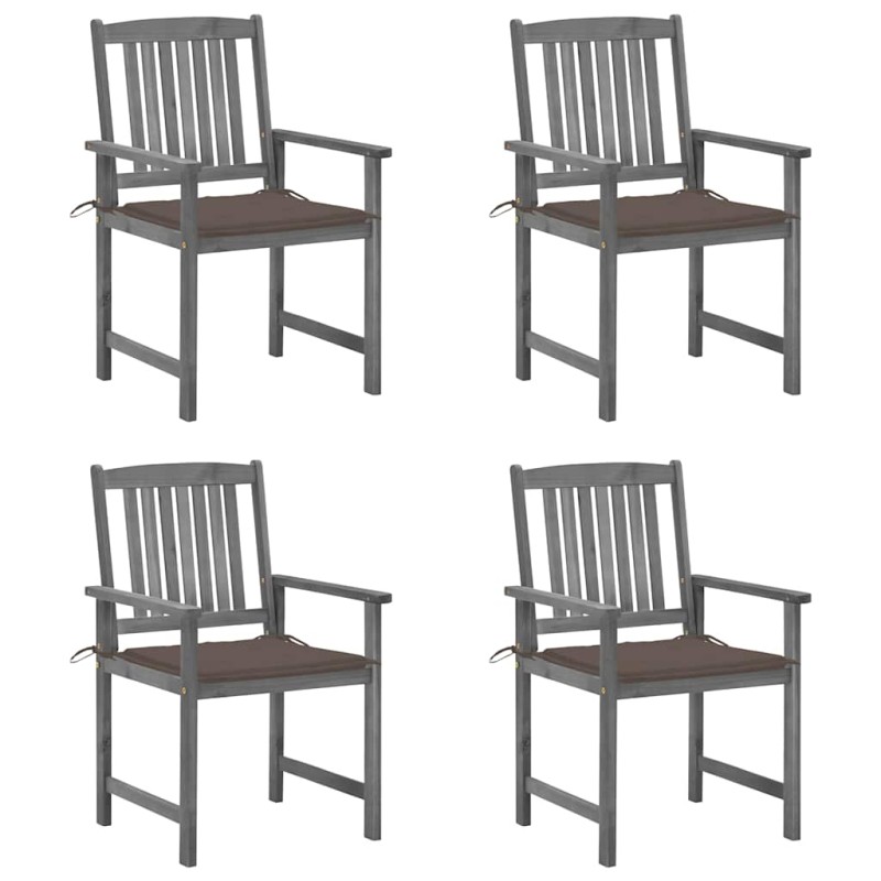 vidaXL Sedie da Giardino con Cuscini 4 pz in Massello di Acacia Grigio vidaXL Sedie da Giardino con Cuscini 4 pz in Massello di Acacia Grigio