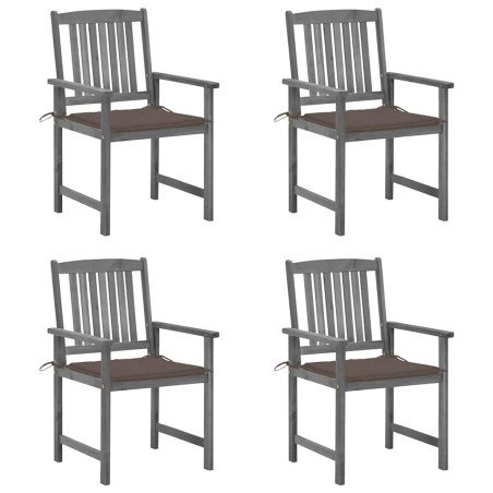 vidaXL Sedie da Giardino con Cuscini 4 pz in Massello di Acacia Grigio