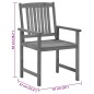 vidaXL Sedie da Giardino con Cuscini 4 pz in Massello di Acacia Grigio vidaXL Sedie da Giardino con Cuscini 4 pz in Massello di Acacia Grigio