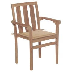 vidaXL Sedie da Giardino 2 pz con Cuscini Beige Massello di Teak