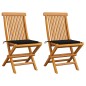 vidaXL Sedie da Giardino con Cuscini Neri 2 pz in Massello di Teak vidaXL Sedie da Giardino con Cuscini Neri 2 pz in Massello di Teak
