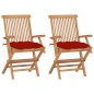 vidaXL Sedie da Giardino 2 pz con Cuscini Rossi Legno Massello di Teak vidaXL Sedie da Giardino 2 pz con Cuscini Rossi Legno Massello di Teak
