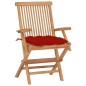 vidaXL Sedie da Giardino 2 pz con Cuscini Rossi Legno Massello di Teak vidaXL Sedie da Giardino 2 pz con Cuscini Rossi Legno Massello di Teak