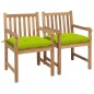 vidaXL Sedie da Giardino 2 pz Cuscini Verde Brillante in Legno di Teak vidaXL Sedie da Giardino 2 pz Cuscini Verde Brillante in Legno di Teak