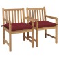 vidaXL Sedie da Giardino 2 pz con Cuscini Rosso Vino in Massello Teak vidaXL Sedie da Giardino 2 pz con Cuscini Rosso Vino in Massello Teak